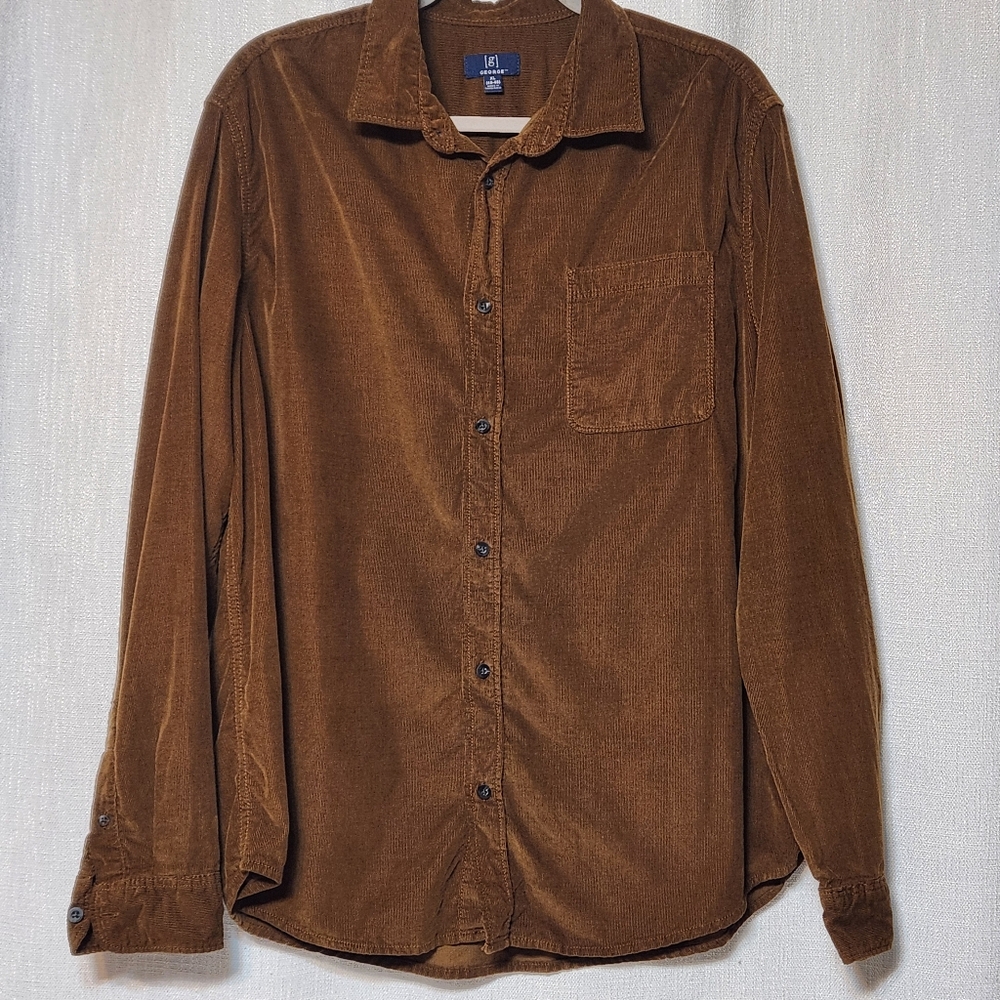 George G. Corduroy Button Down Long Sleeve XL 46-48 Mens Shirt Outdoor